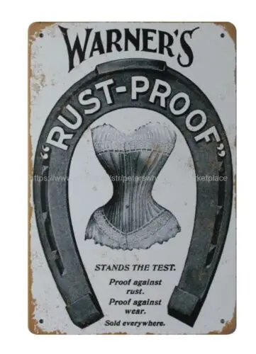 1889 Warner's Rust-Proof Corsets metal tin sign wall art sale