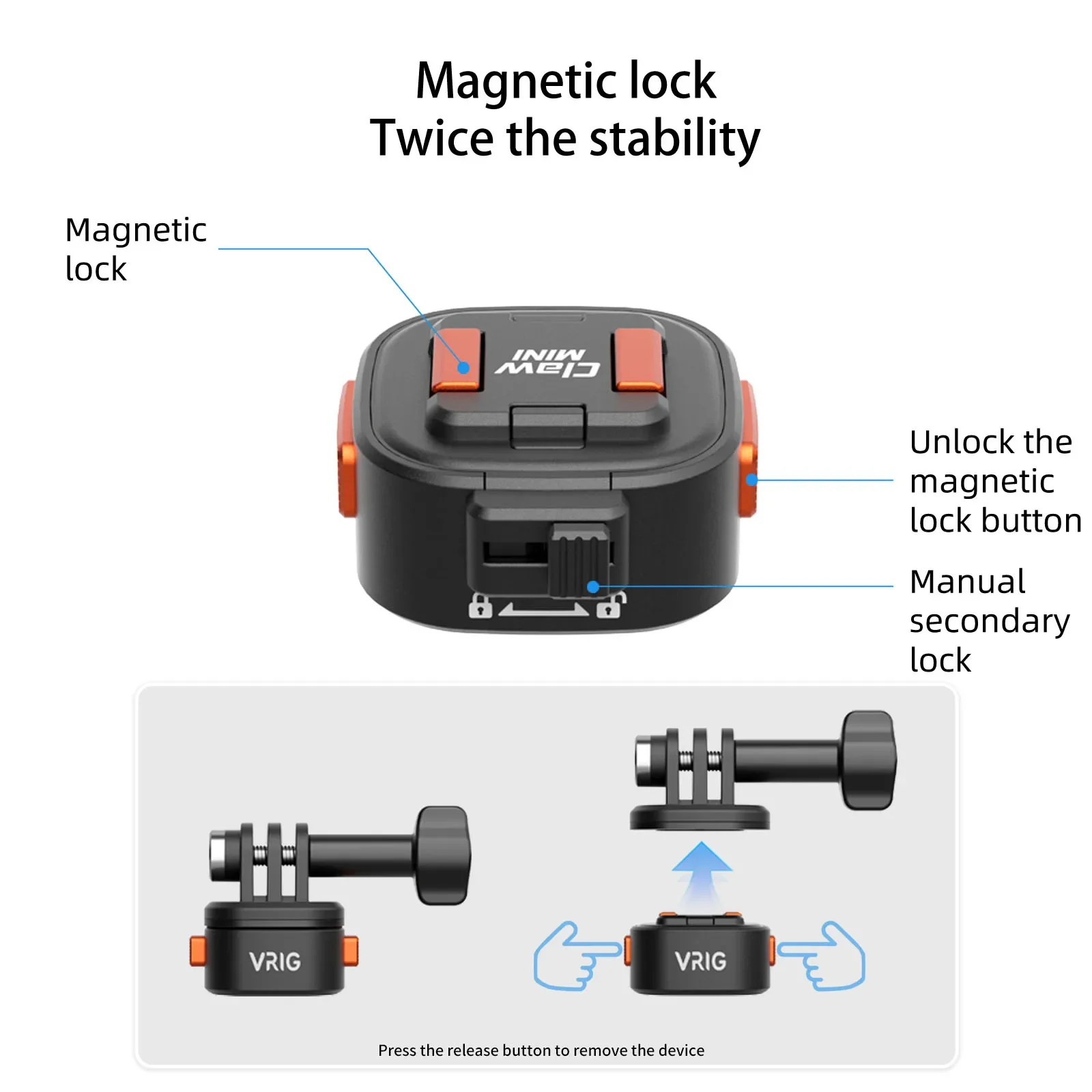 UURig VRIG Claw Mini Magnetic Quick Release Adapter GoPro Base 1/4 Tripod Adapter Mount for Gopro OSMO Insta360 Action Camera