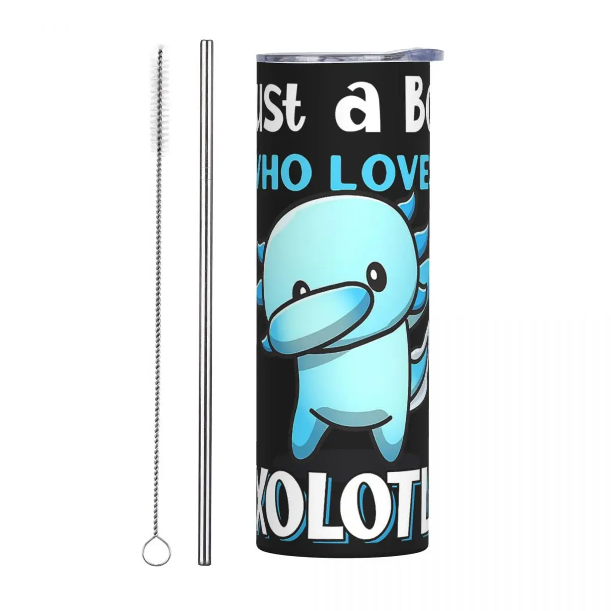 

Just A Boy Who Loves Axolotls Stainless Steel Tumbler Vacuum Insulated Mugs Thermal Cold Cups Straws With Lid 20oz