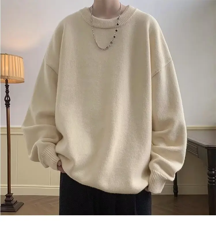 سترات خريف وشتاء سميكة للرجال على الطراز الكوري بلوفرات عصرية فضفاضة على طراز هونج كونج للشتاء الياباني