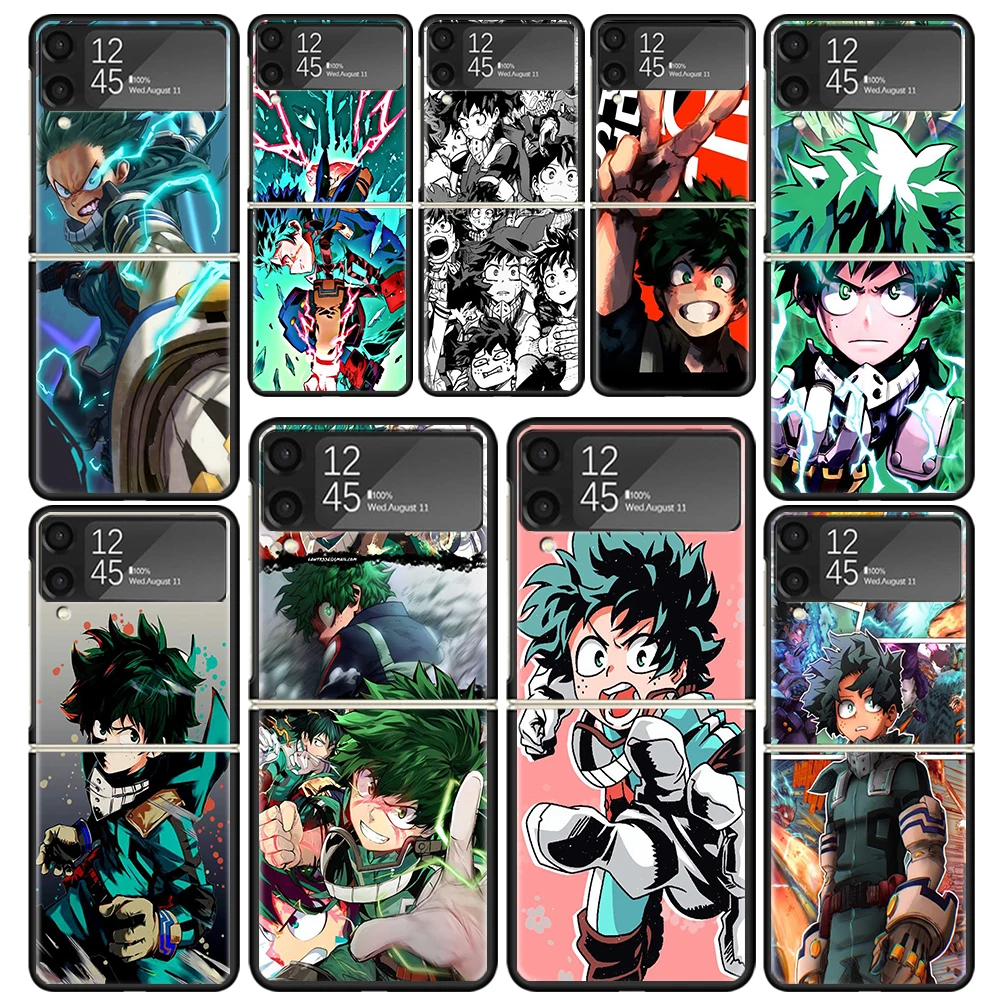 My Hero Izuku Deku Clear Phone Case For Samsung Z Flip 5 4 3 Galaxy ZFlip 6 5G Shockproof Hard Print Cover TPU PC Coque