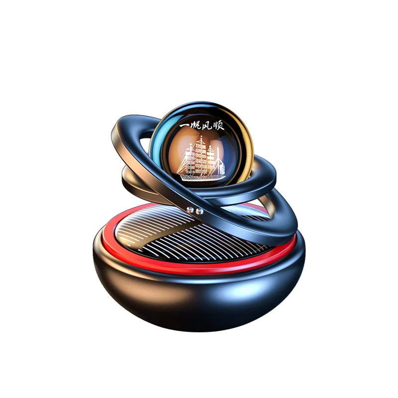 Solar Rotating Car Air Freshener with Aroma Tablet-Aviation Alloy Dashboard Diffuser,No Charging,360°Dispersion for Auto Interio