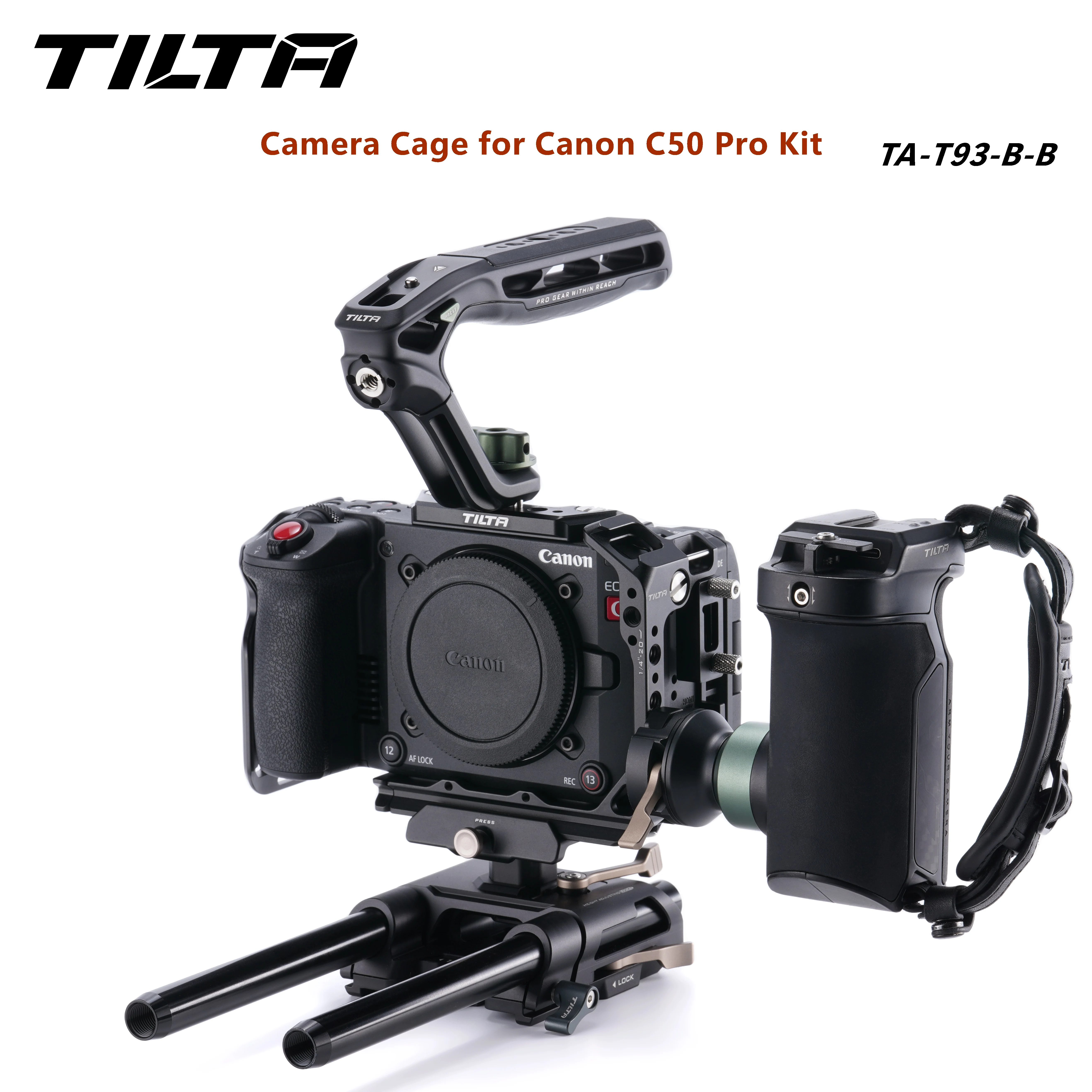 

Клетка для камеры TILTA для Canon EOS C50 с рукояткой PD, креплением Nato, кронштейном для удлинения XLR, регулируемой по высоте базовой пластиной Arca 15 мм LWS