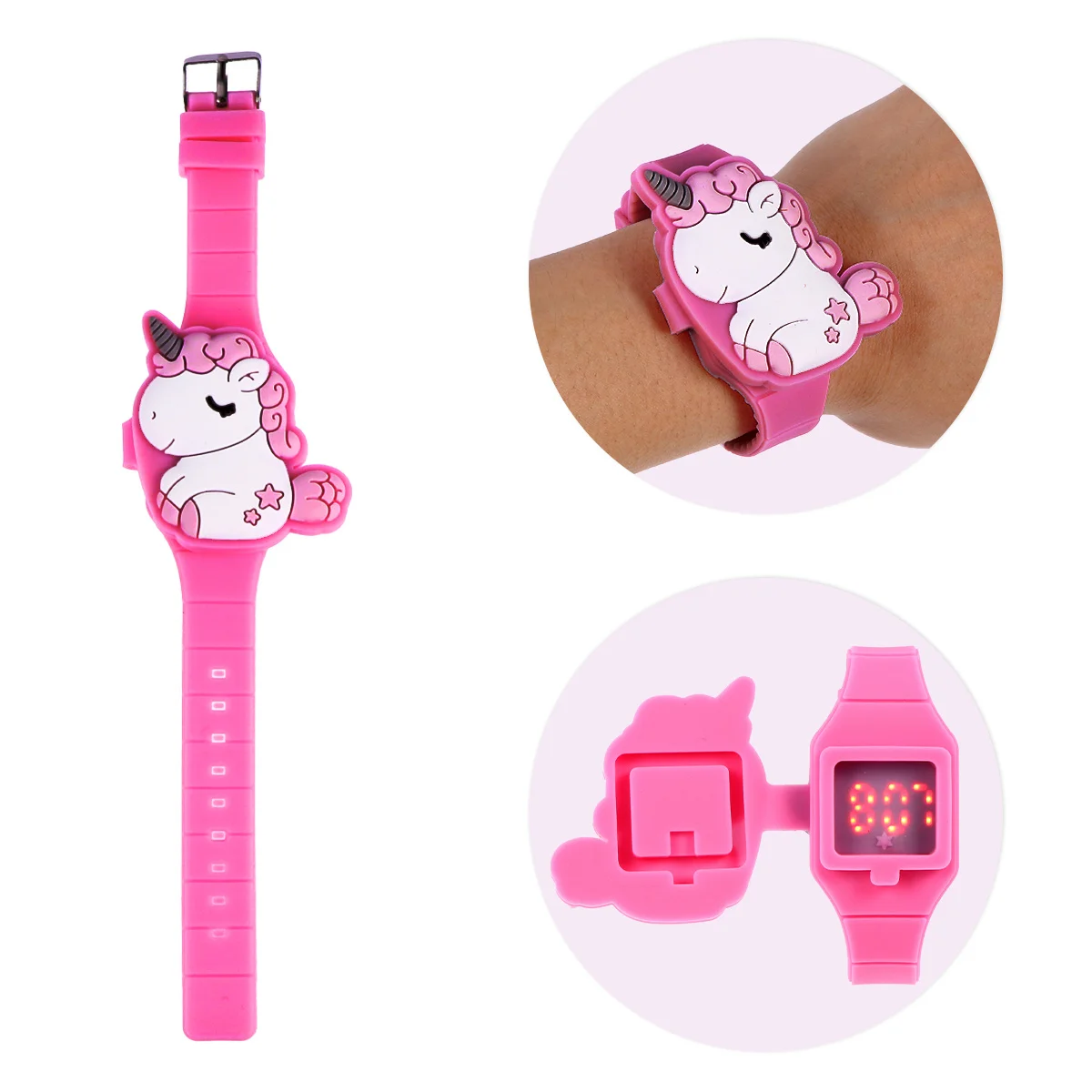 

Unicorn Digital LED Kids Watch Cartoon Clamshell Design Soft Silicone Material Comfortable Birthday Gift for Girls