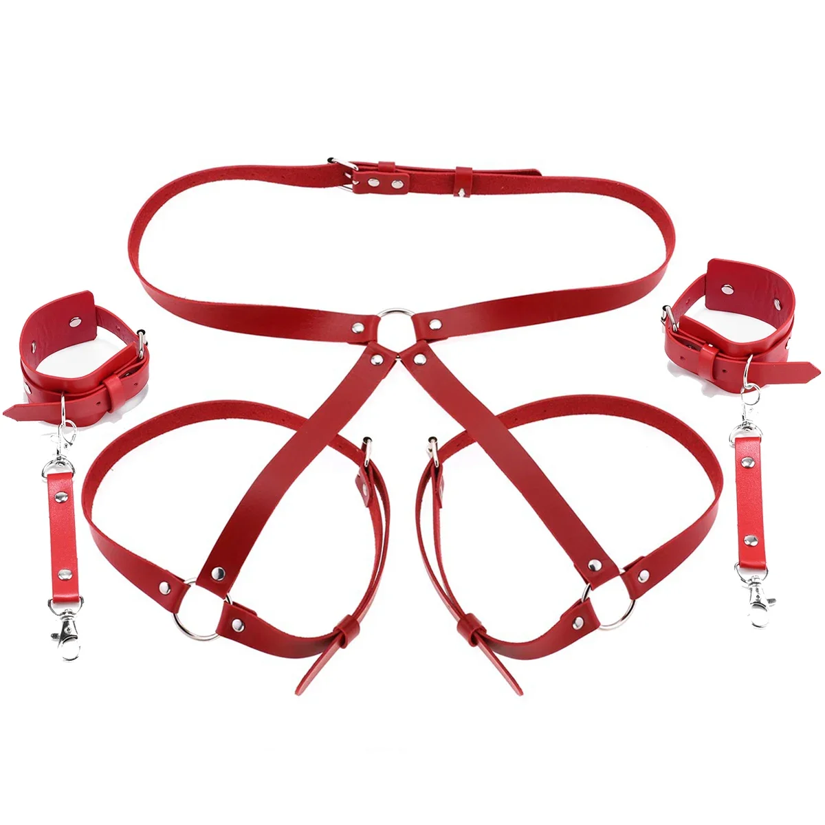 Kit de cuero BDSM para parejas, esposas, Juguetes sexuales, juegos para parejas, arnés corporal, puños, correas de Bondage, Juguetes sexuales