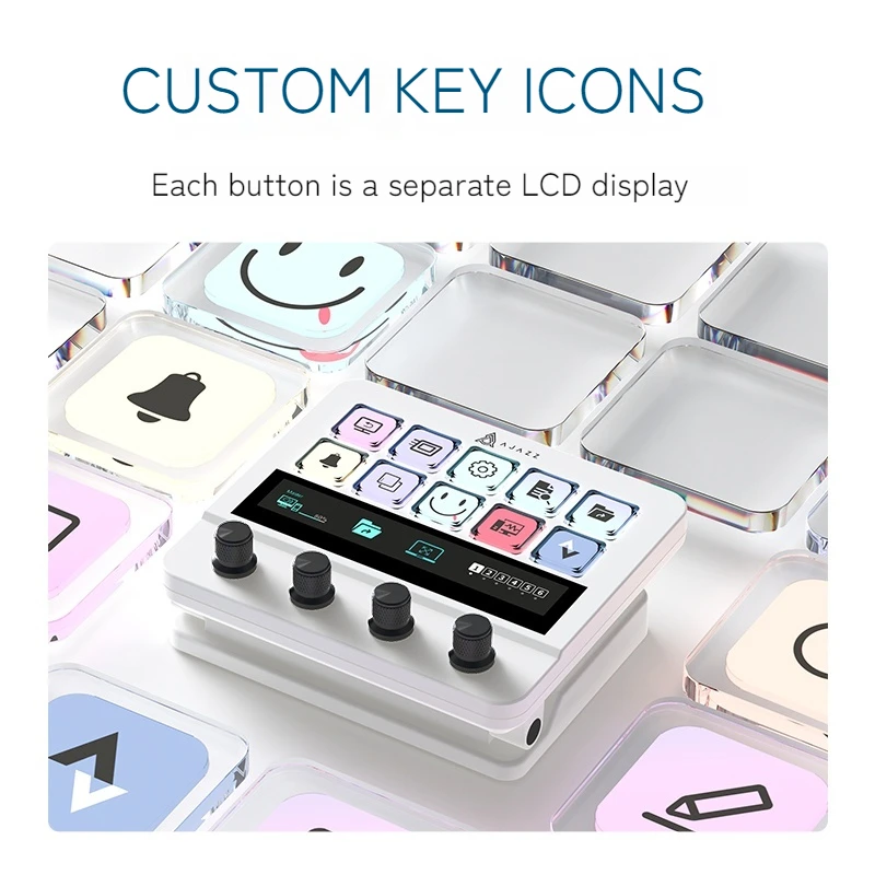 Ajazz Akp05 Desktop Helper Assistant Console Panel Live Broadcast Tone Tuning Programmable Shortcut Key Desktop Black Controller