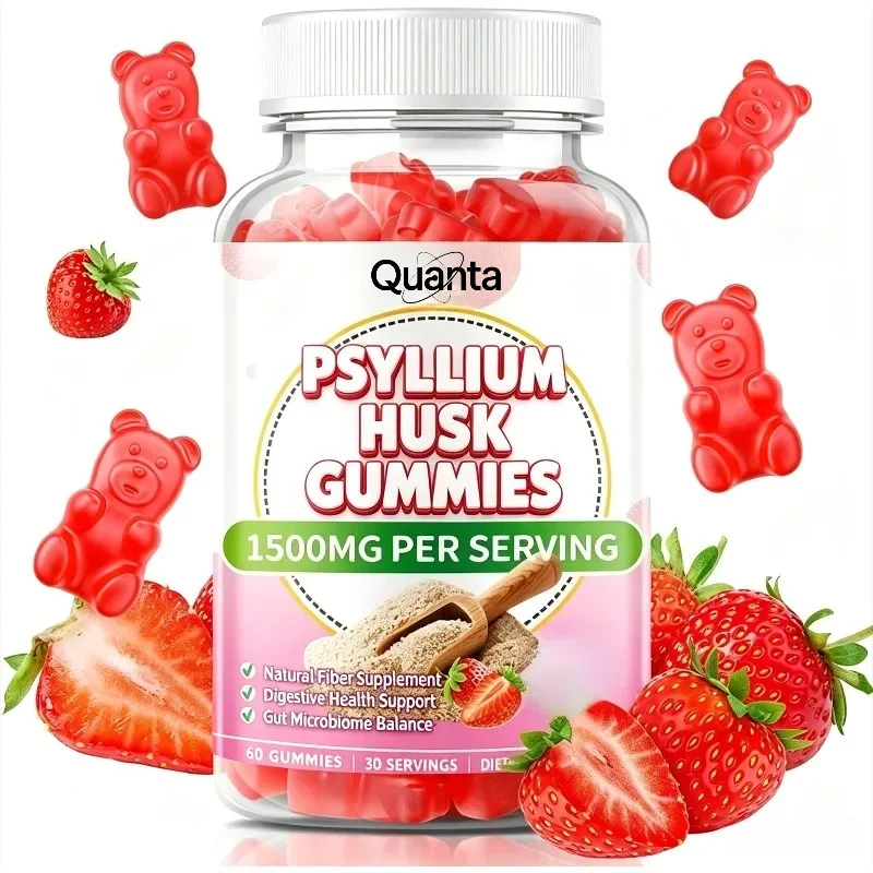 Psyllium Husk Gummies 1500mg, Strawberry Flavor 60 Gummies