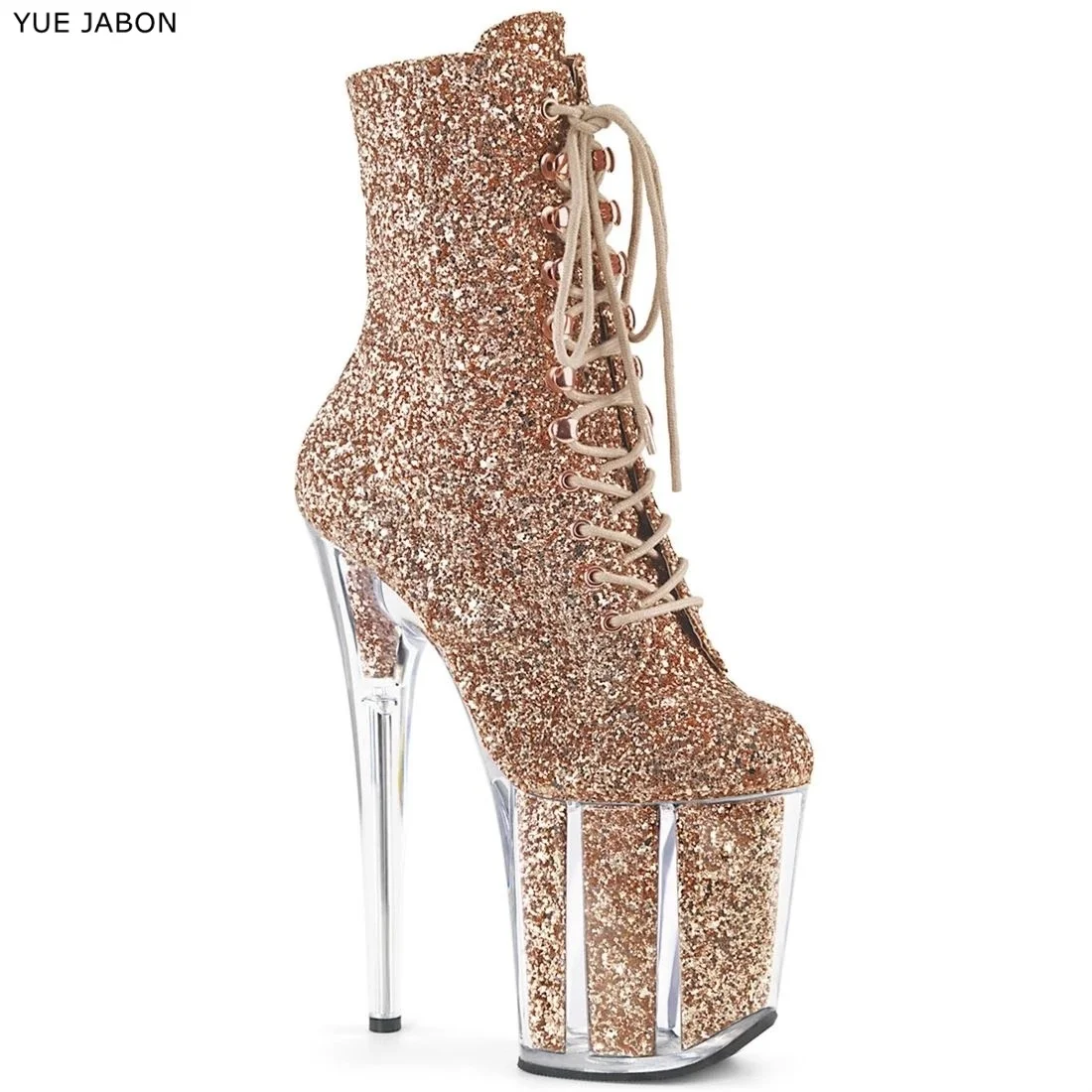 Fashion super high heels, black and red 20cm classic ankle boots, high platform stiletto pole dancing ankle boots