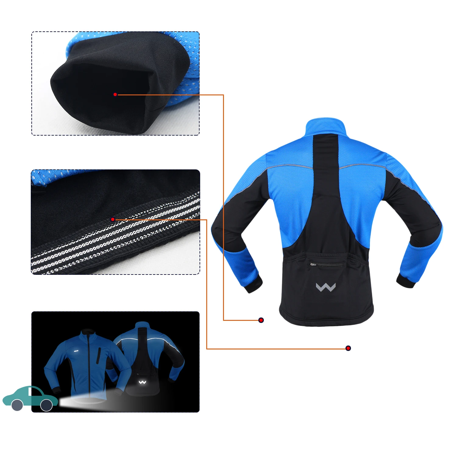 ARSUXEO Cycling Jacket Men Winter Windbreak Hiking Bike Jacket Softshell Thermal Warm Mountain Road Bicycle Clothing Reflective