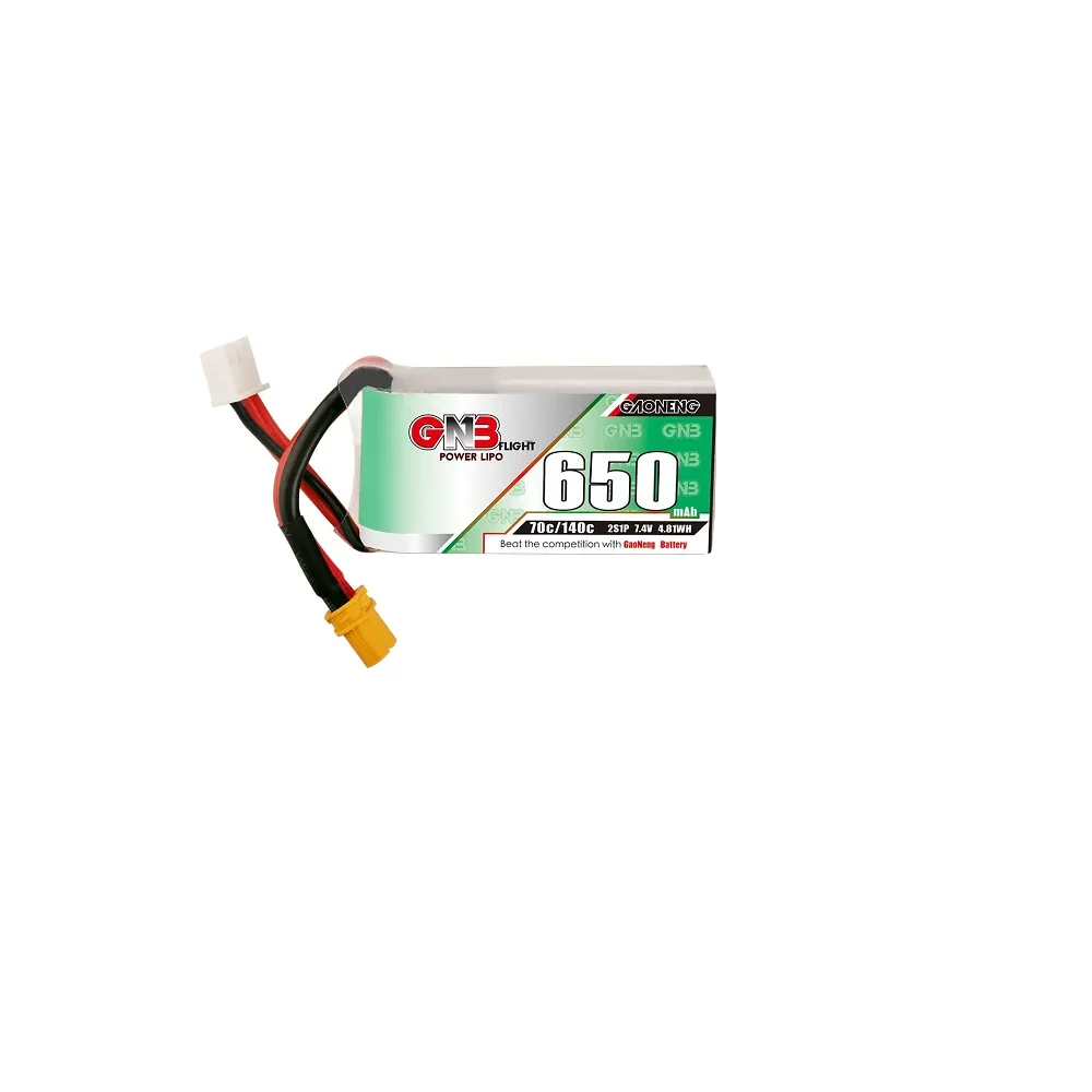 GAONENG GNB 마이크로 항공기 쿼드콥터 R/C 레이싱 드론용 Lipo 배터리, JST/XT30 플러그/USB, 650mAh, 2S, 7.4V, 70C, 140C, 7.4V, 550 mAh