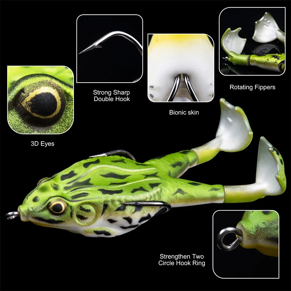 Goture 8.4g 13.6g 16.6g Frog Fishing Lures Soft Tube Bait Topwater Swimbait Floating Bait with Hook for Bass Trout Fishing Rod view 5