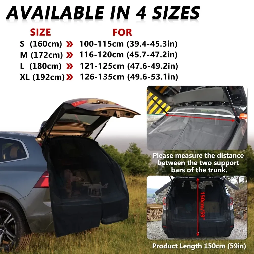 Car Windshield Sunshade Screen Tailgate Mosquito Net Cargo Nets Trunk Ventilation Mesh for Most Models MPV SUV for Camping