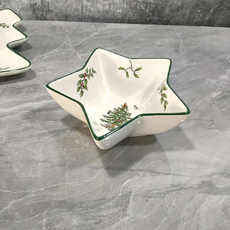 Christmas Tree Plate Star Bowl Fruit Snack Tray Home Decoration Accessories Dinner Cake Sales Restaurant Supplies noel vaisselle 5