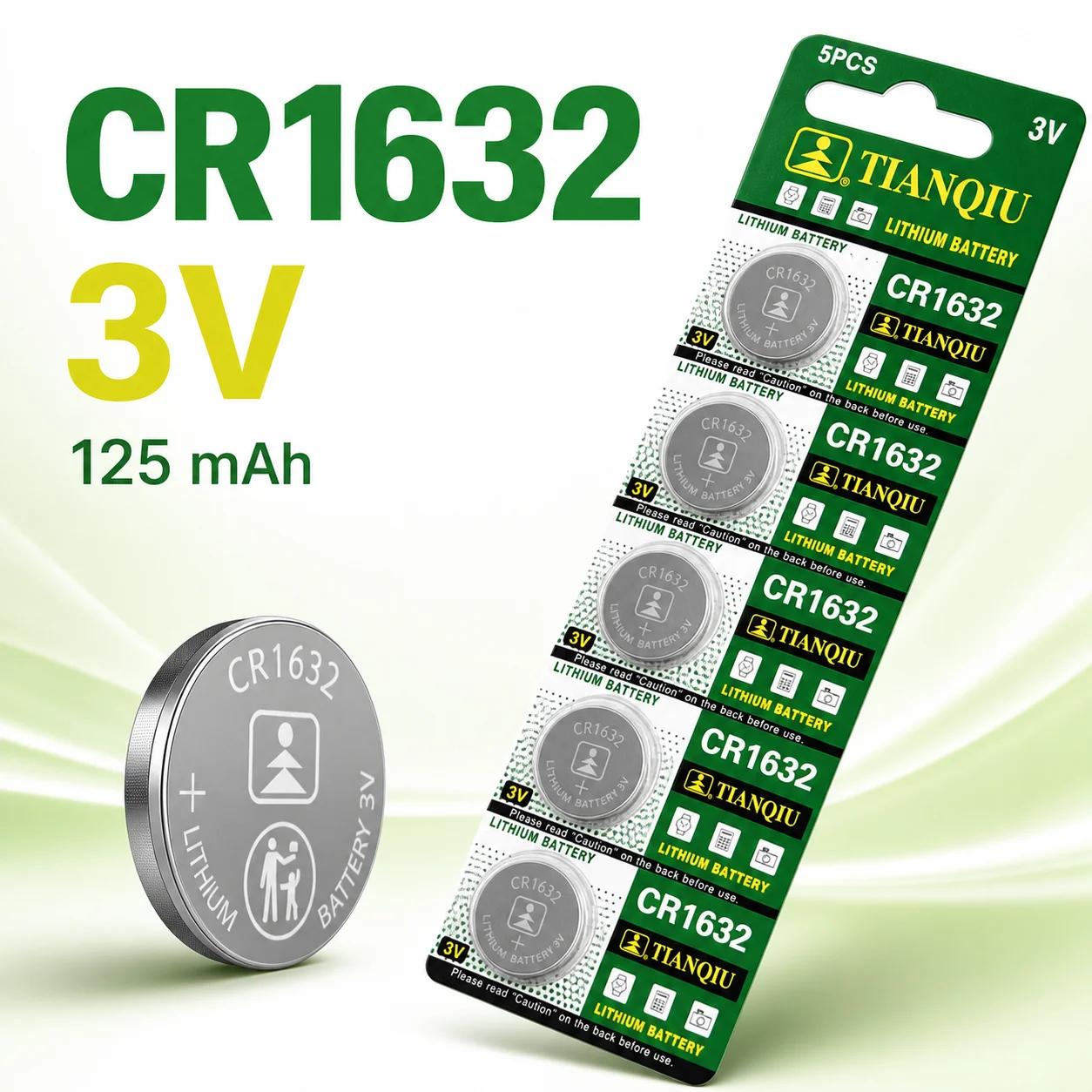 5-50Pcs Lithium Coin Button Cell Batteries CR1632 BR1632 DL1632 ECR1632 LM1632 for Toys and Card Retail Packaging Replacement