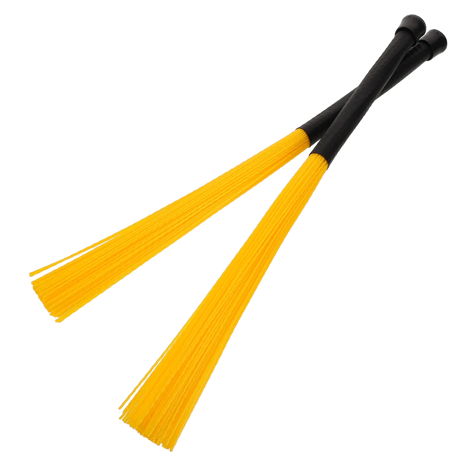 

1Pair Drum Brushes Nylon Flexible Wave Design Bright Yellow Ergonomic Grip Cajon Snare Drum Kits Percussion Accessories