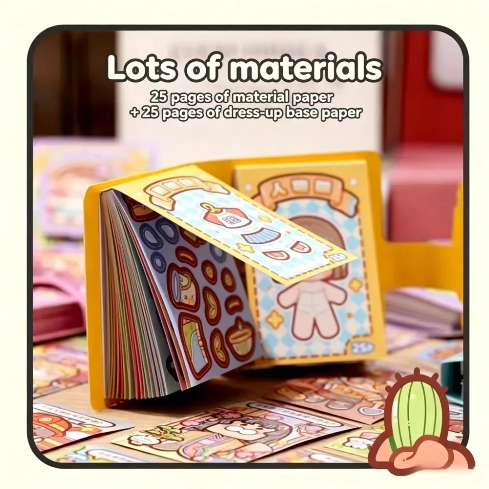 Self Adhesive Mini Dress-Up Sticker Book Cartoon Style Portable Cartoon Decorative Sticker Book Pre-Cut Stickers