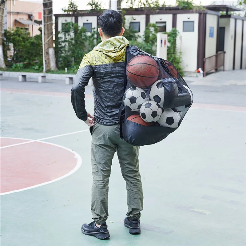 AED2-Mesh Bag Adjustable Drawstring Soccer Storage Bags Waterproof Sports Ball Pack Volleyball Football Pocket