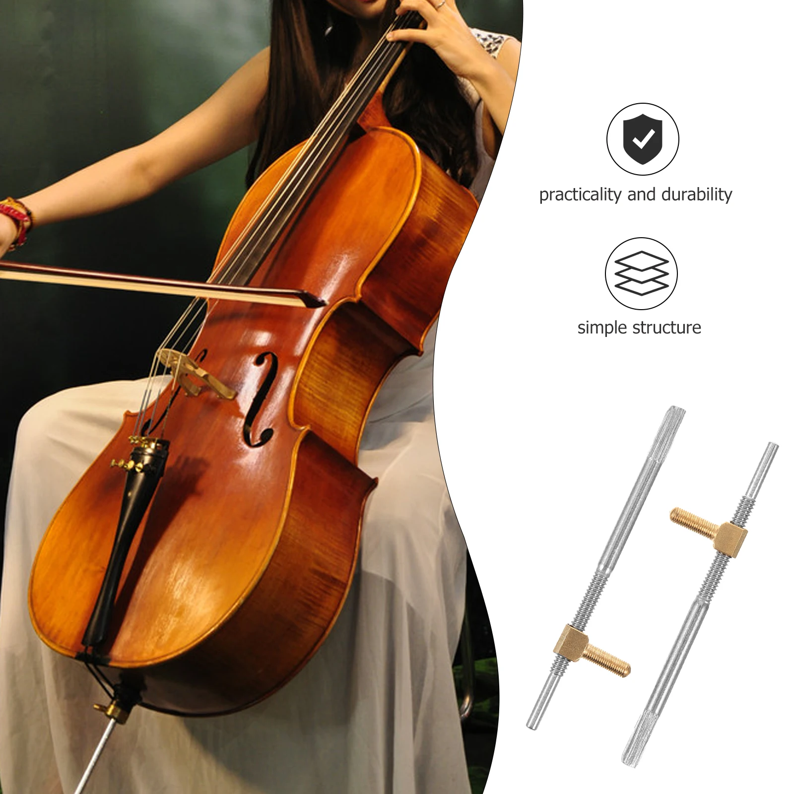 

2Pcs Violin Bow Screw Rod Replacement Parts Beginner Musicians Sturdy Metal Easy Use Lightweight Compact Viola Accessories