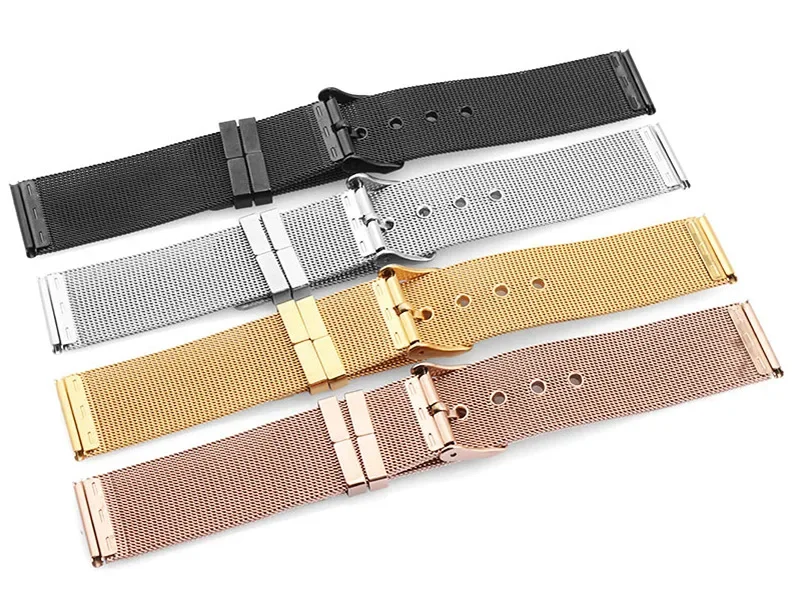 18mm 20mm 22mm 24mm Metal Bracelet 0.4mm Mesh Watchband Stainless Steel Strap Pin Buckle Milanese Watch Band for Omega Seamaster