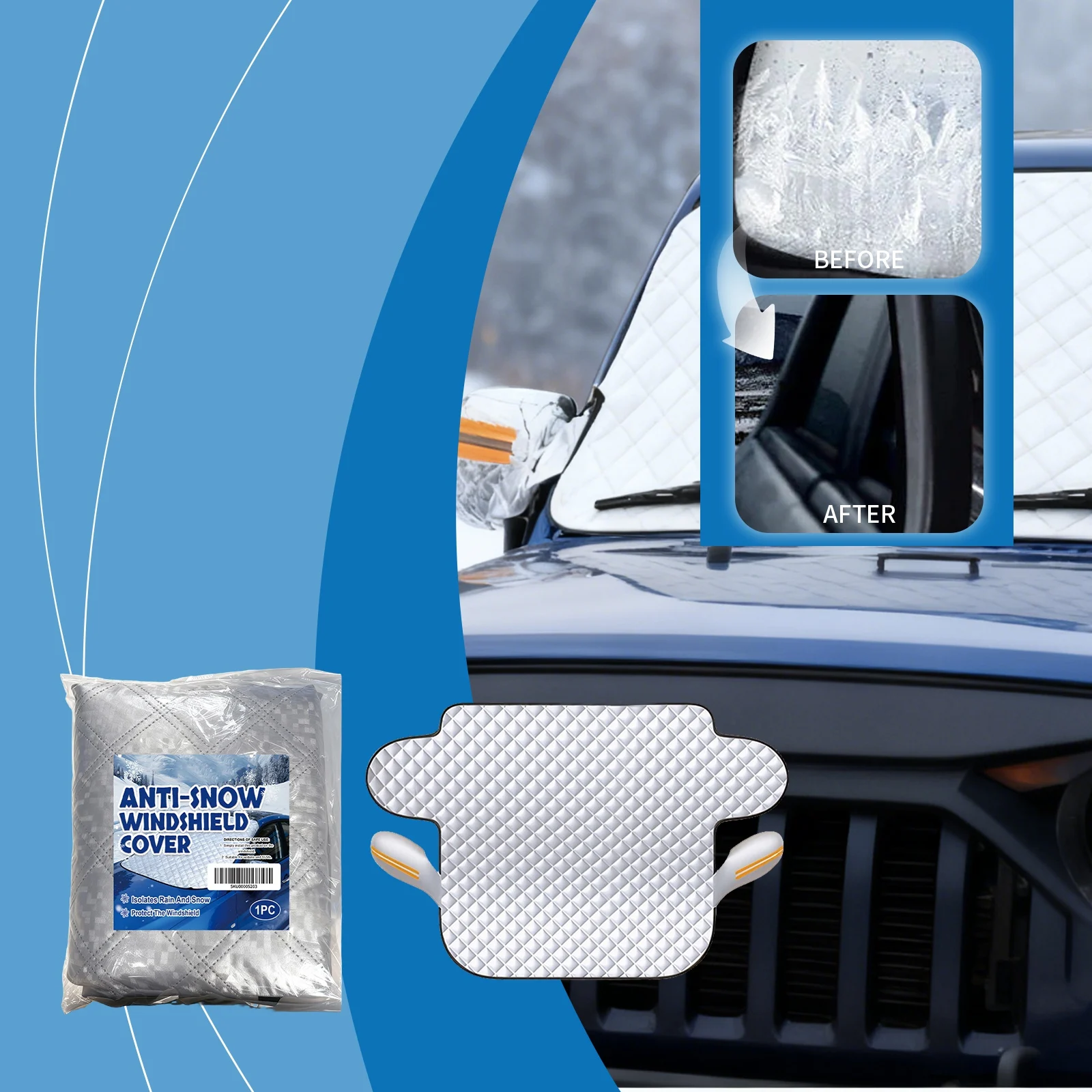 

Car Snow Windshield Cover Winter Car Windshield Snow Cover Rain Frost Thickened Protective Cover Universal Exterior Accessories