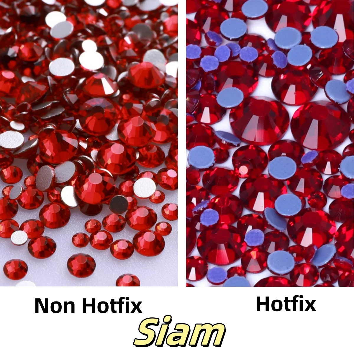 Série rouge mélange taille fond argenté et Hotfix paillettes verre strass petite taille Nail Art cristal diamant pour vêtements pièces déco