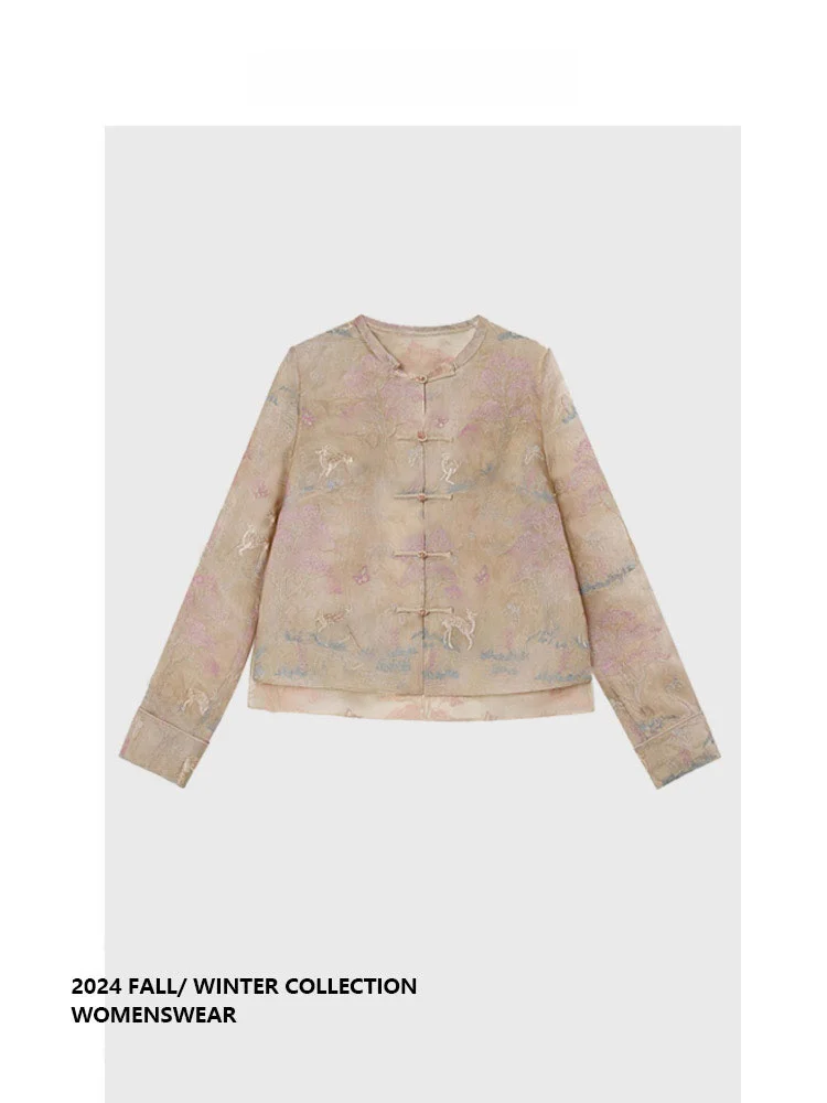 

Forever 2 New Chinese Sle National Trend Retro Embroidery Design Sense Button up Jaet Spring Summer Long Sve Outerwear