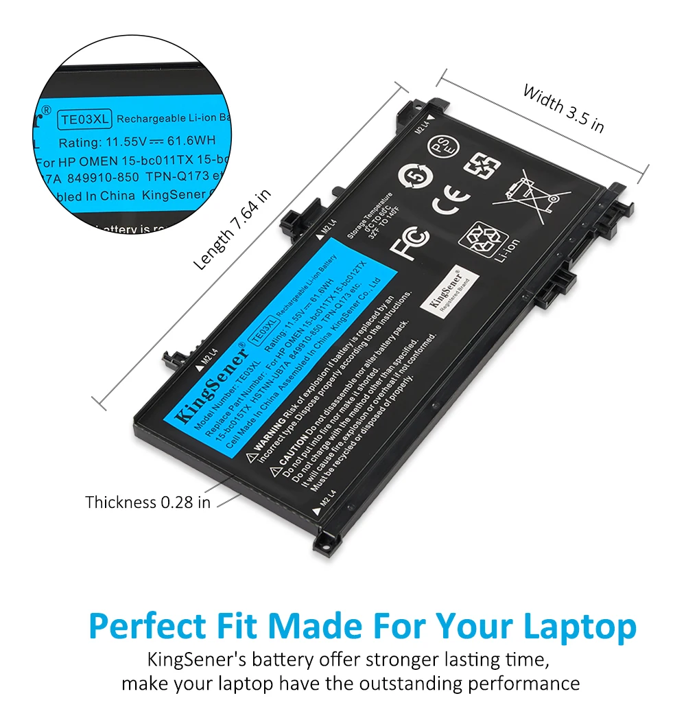 KingSener TE03XL Laptop Battery For HP OMEN 15-bc011TX 15-bc012TX 15-bc013TX 15-AX015TX AX017TX TPN-Q173 HSTNN-UB7A 849910-850