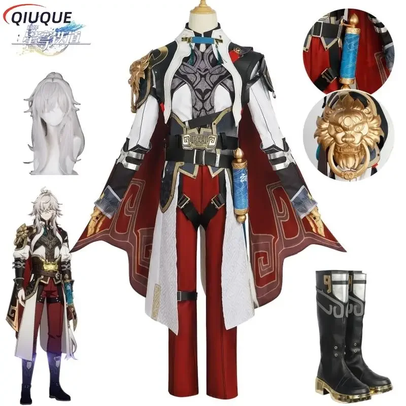 Game Honkai Star Rail Jingyuan Cosplay Costume Wig Shoes Jing Yuan Uniform Outfits Halloween Carnival Comic Con Role Play Suits