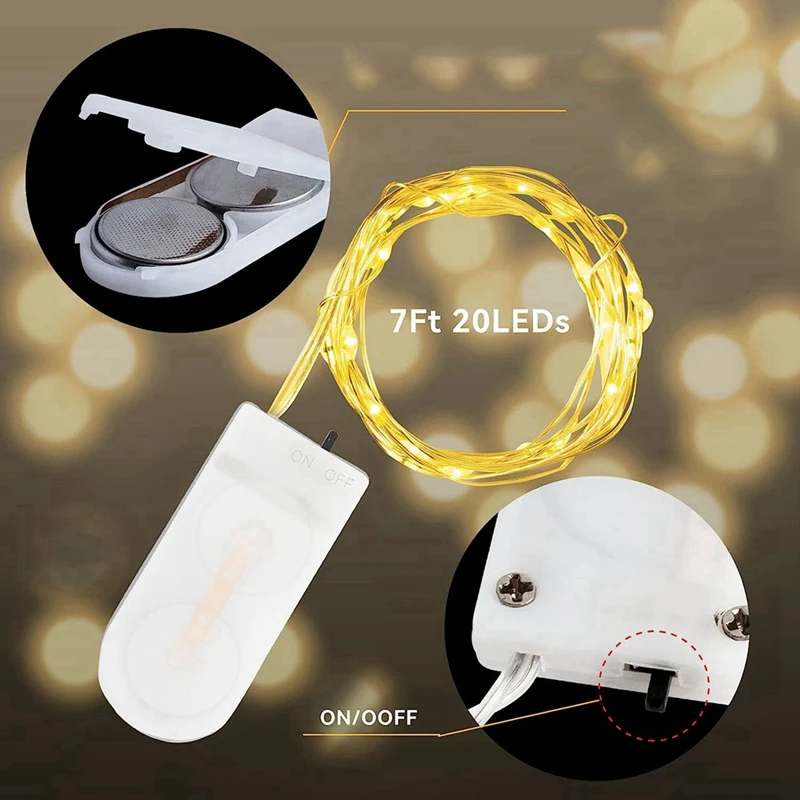 

Фонарики, гирлянды, 12 шт., батарейки, сказочные огни, серебристая проволока, 20 шт., для спальни