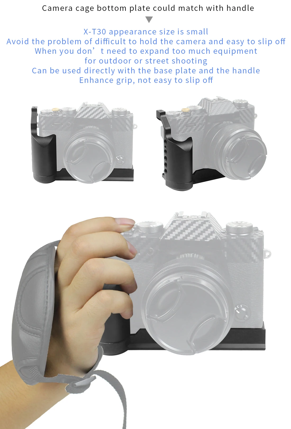 BGNing Aluminium Legierung Kamera Käfig Schutzhülle Stabilisator mit Kalten Schuh Halter für FUJI XT20/XT30 XT30II Kamera Schutzhülle – Detail 15