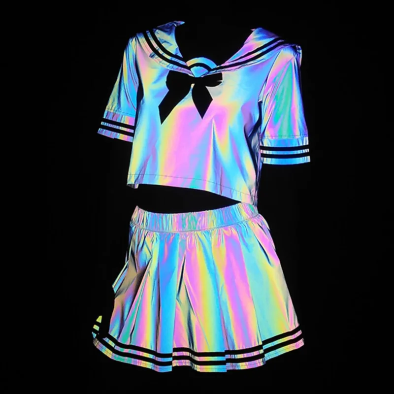 Chemise plissée colorée pour femmes, jupe plissée, ensemble deux pièces, chemisier Kawaii, uniforme scolaire, marin imbibé, RZ94