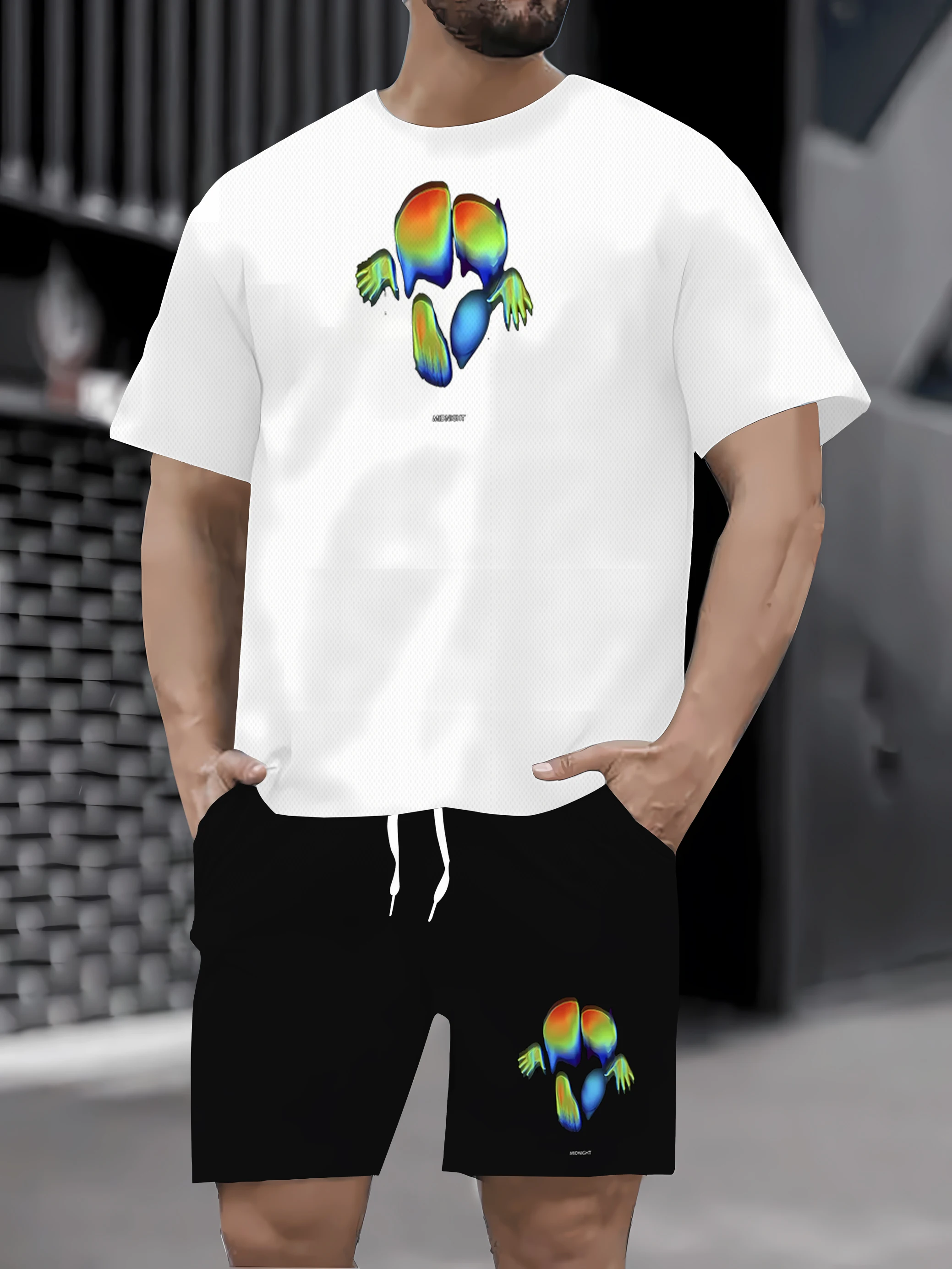 

Conjunto de duas peças de roupas esportivas de corrida respirável masculino verão casual terno de corrida camiseta shorts