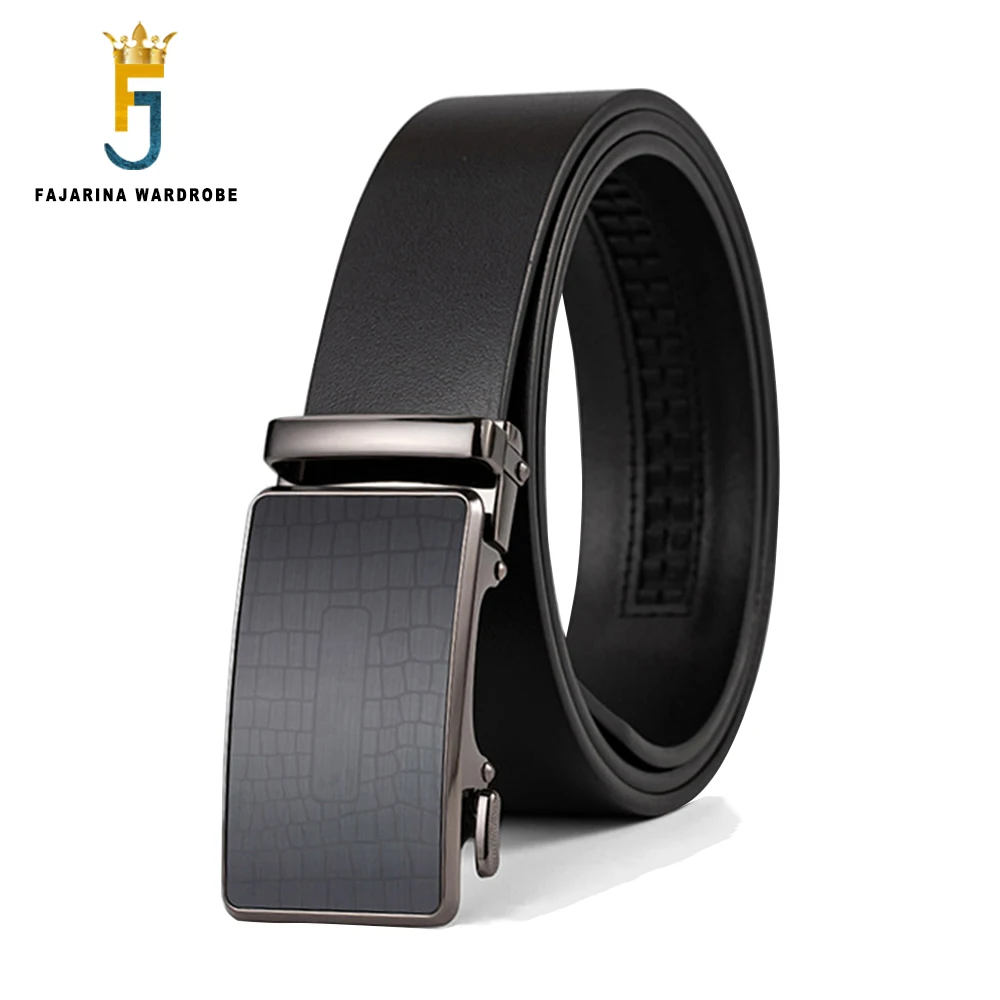 

FAJARINA Top Quality Cow Genuine Automatic Buckle Men 35mm Wide Design Men's Solid Cowskin Leather Belts Formal Styles N17FJ1235