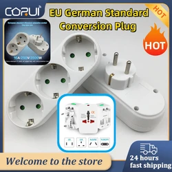 CORUI Universal EU German Standard Conversion Plug One To Three Conversion Socket Travel Conversion Power Plug Socket Smart