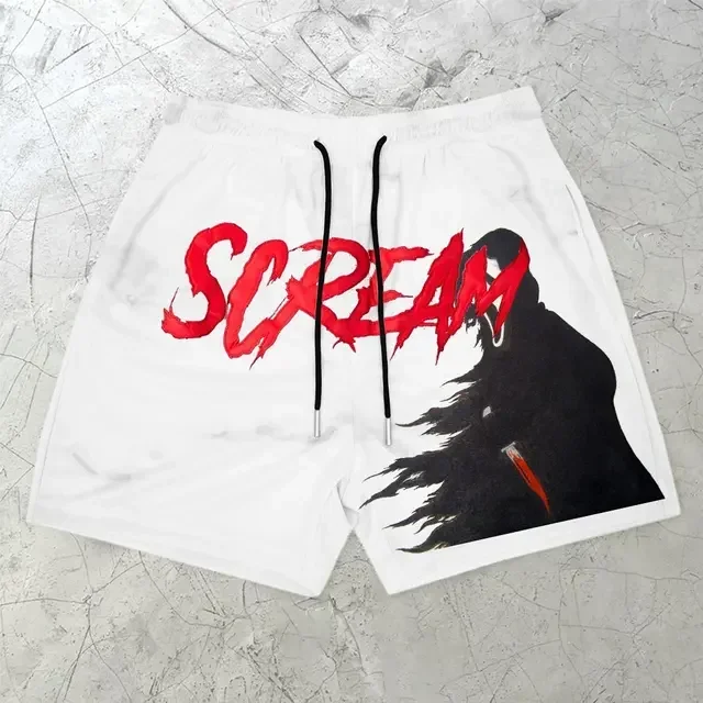 

Новинка 2023 года, спортивные шорты Y2k, пляжные баскетбольные шорты для мальчиков, летние сетчатые дышащие шорты для бега с призраком