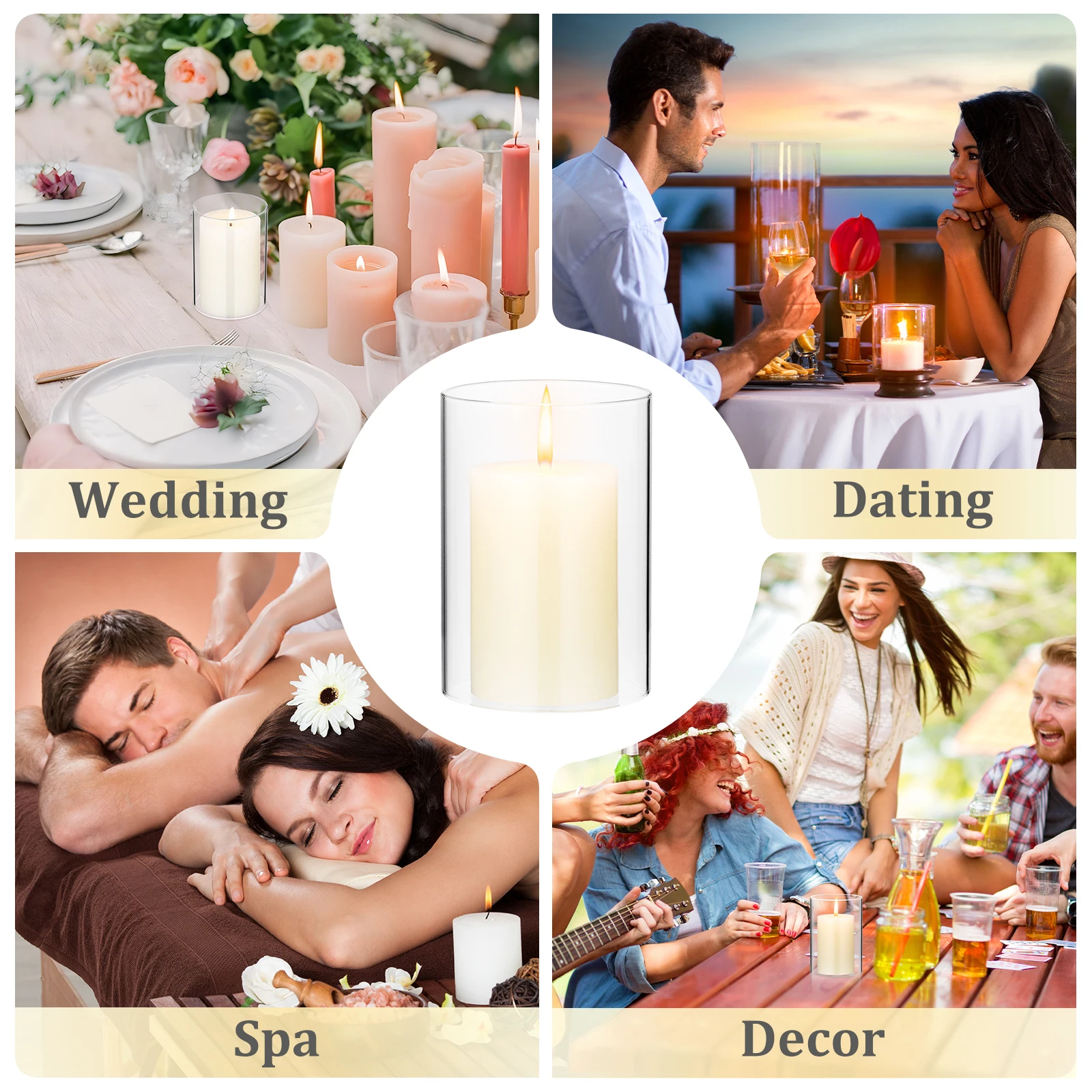 Glass Lampshade Cylinder For Candles Hanging Holder Decor Sleeve Cover Decorations