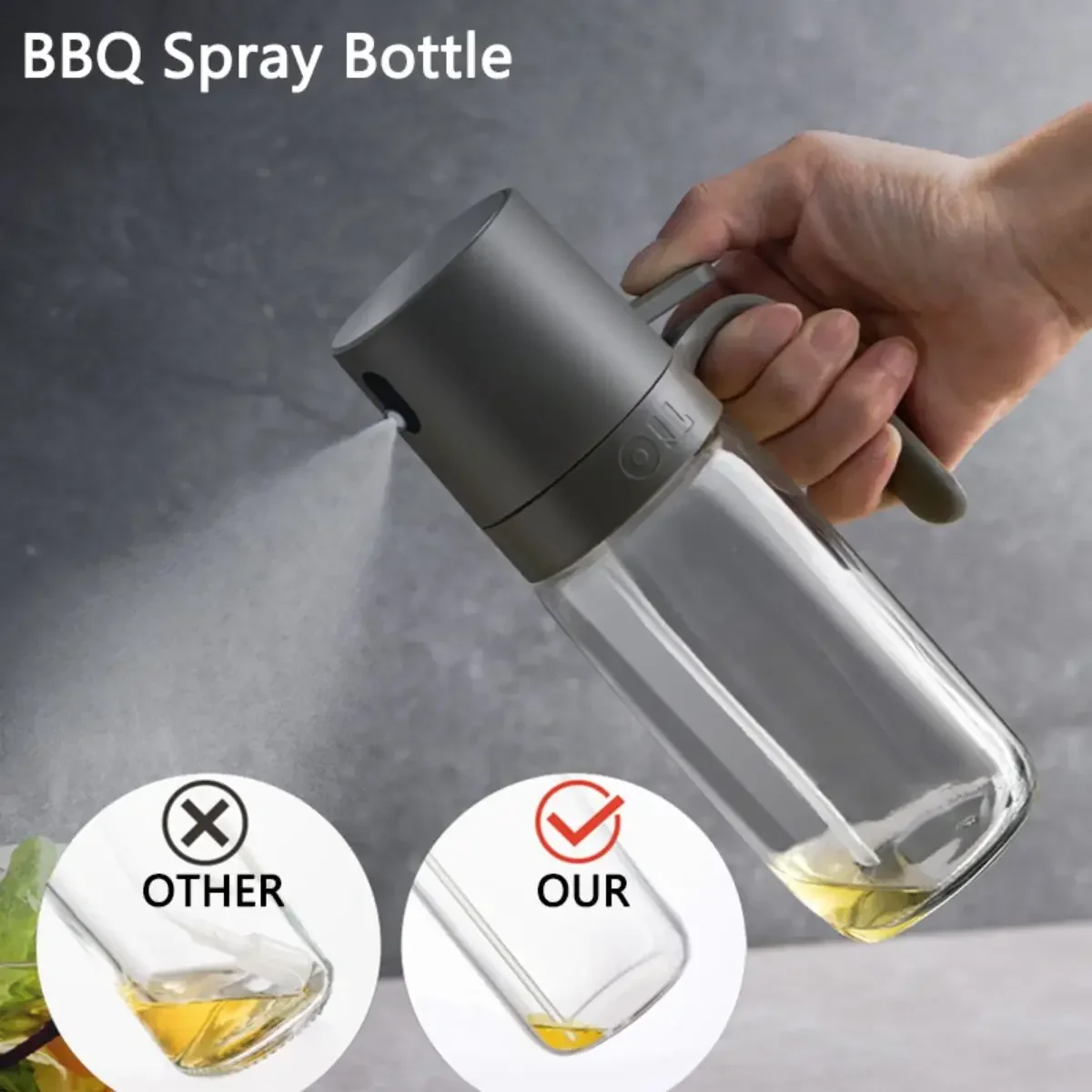 【Ventas calientes】 NUEVA botella de spray de aceite 250 ml Dispensadores de cocina de vidrio de alto borosilicato Pulverizador de aceite de oliva Mister para ensalada freidora de aire