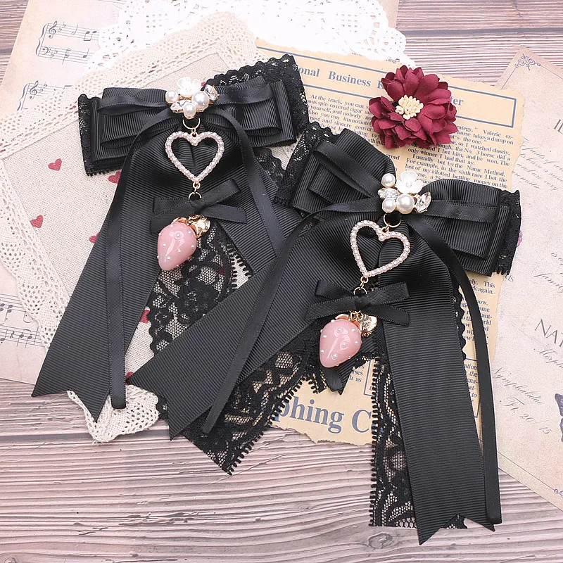 1 คู่หรูหราหวานน่ารักสตรอเบอร์รี่คลิปผมสําหรับผู้หญิง Pearl Love Bow จี้ลูกไม้ Lush Jirai Hairpins y2k อุปกรณ์เสริม