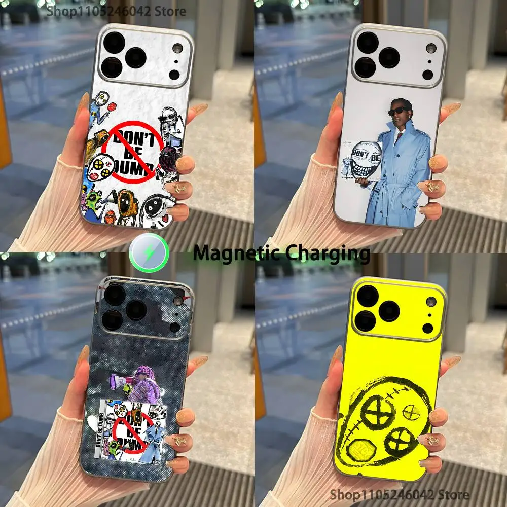 Рэпер A-Asap R-Rocky Don't Be Dumb iPhone 17,16,15,14,13,12,Pro,Max,Plus Магнитный чехол для беспроводной зарядки, прозрачный серый.