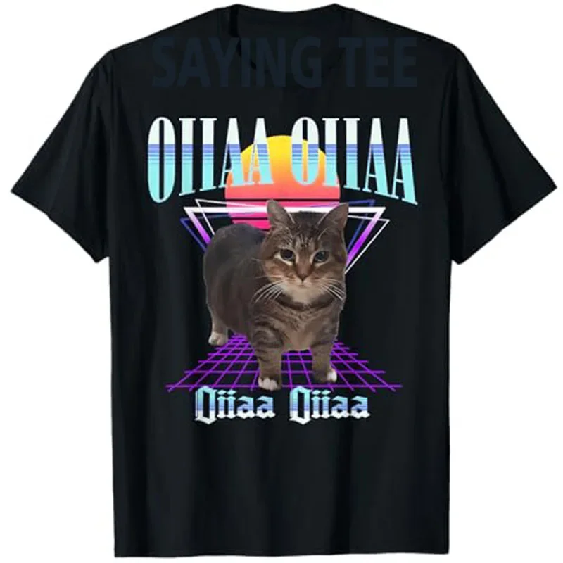 

Oiia Oiia Cat Meme Funny Spinning Cat Novelty Gift Womens T-Shirt Funny Cat Lover Saying Short Sleeve Graphic T-Shirt Y2k Top