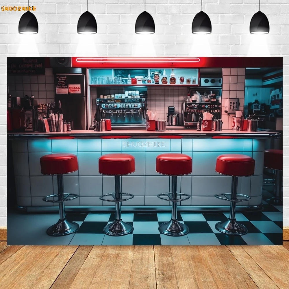 50er Jahre Soda Shop Banner Dekorationen Fotografie Kulissen zurück zu 50er Jahre Rock Party Hintergrund Soda Shop Hintergrund Fotostudio Requisiten