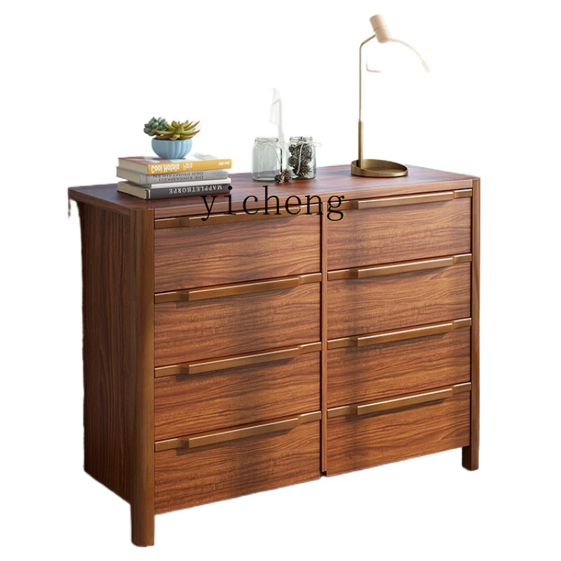 ZC Solid Wood Frame Five-Bucket Cabinet Chest of Drawers Furniture Bedroom Cabinet Locker Chinese Living Room Storage Cabinet