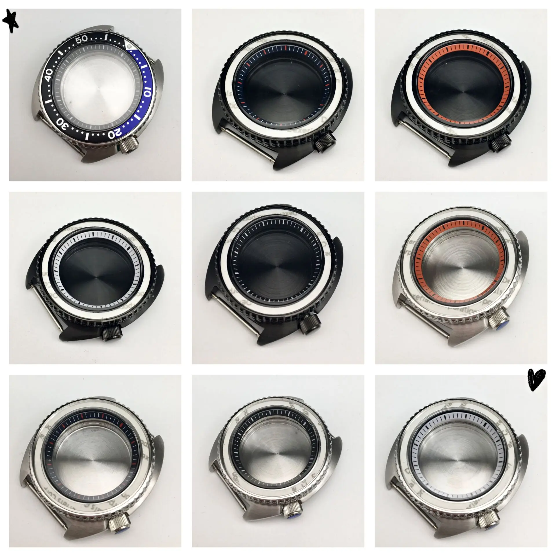 

45MM Watch Men's Steel case Black PVD case FIT Hardcover NH35/36/4R36A Sports case Watch accessories Stainless Steel case