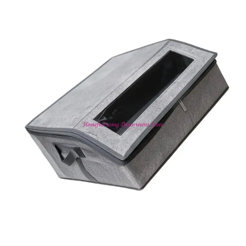 Cap Storage Box with Clear Window for Visible Hat Storage, Structured Stackable Design for Closet Shelf or Entryway Placement