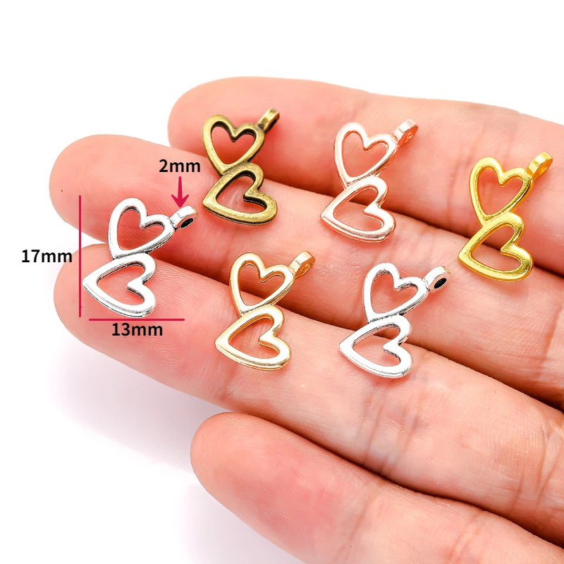 30 قطعة 6 اللون رائعة على شكل قلب سحر ل قلادة كيرينغ قلادة DIY بها بنفسك اليدوية مجوهرات اكسسوارات 13*17 مللي متر A146