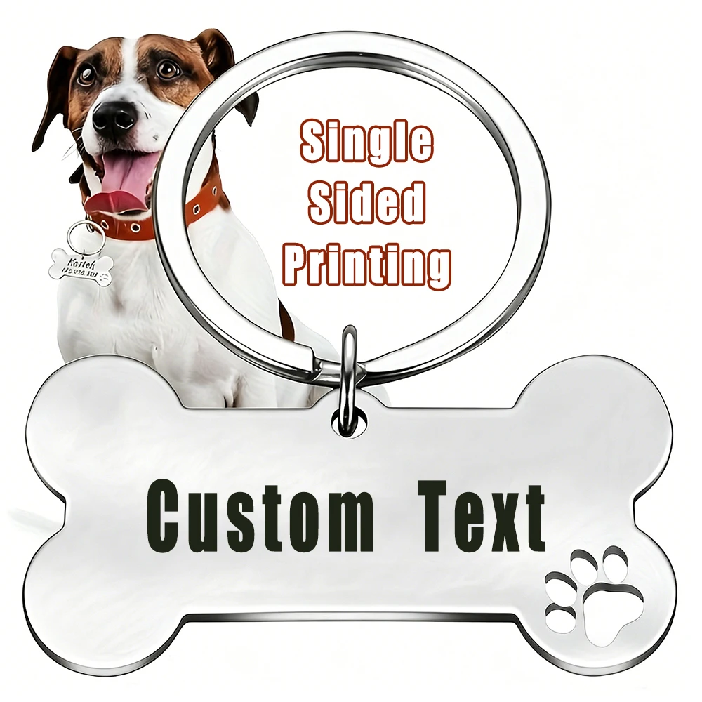 Creative Custom Text The name of Personalized Dog Tags Single-Sided Printing Dog Collar With Name For Dog Tag Name