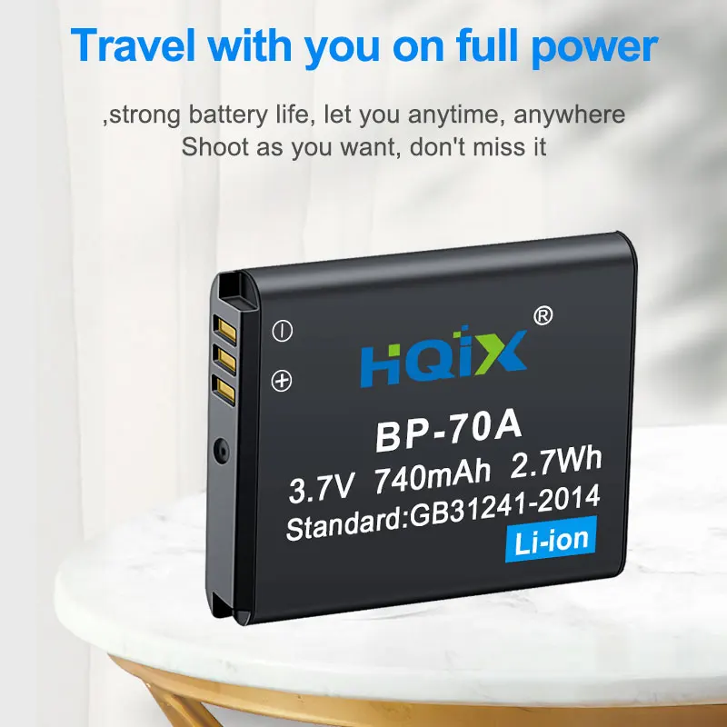 HQIX for Samsung WB30F WB31F WB32F WP10 MV800 AQ100 DV100 DV101 DV150F DV151F DV155F Camera BP-70A Charger Battery