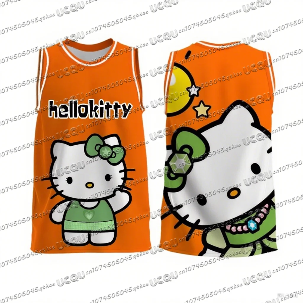 Summer New Girls Women's 3d Printed Hello Kitty Boys Training Clothes Men's Sports Sleeveless Vest Basketball Tank Tops T-shirt