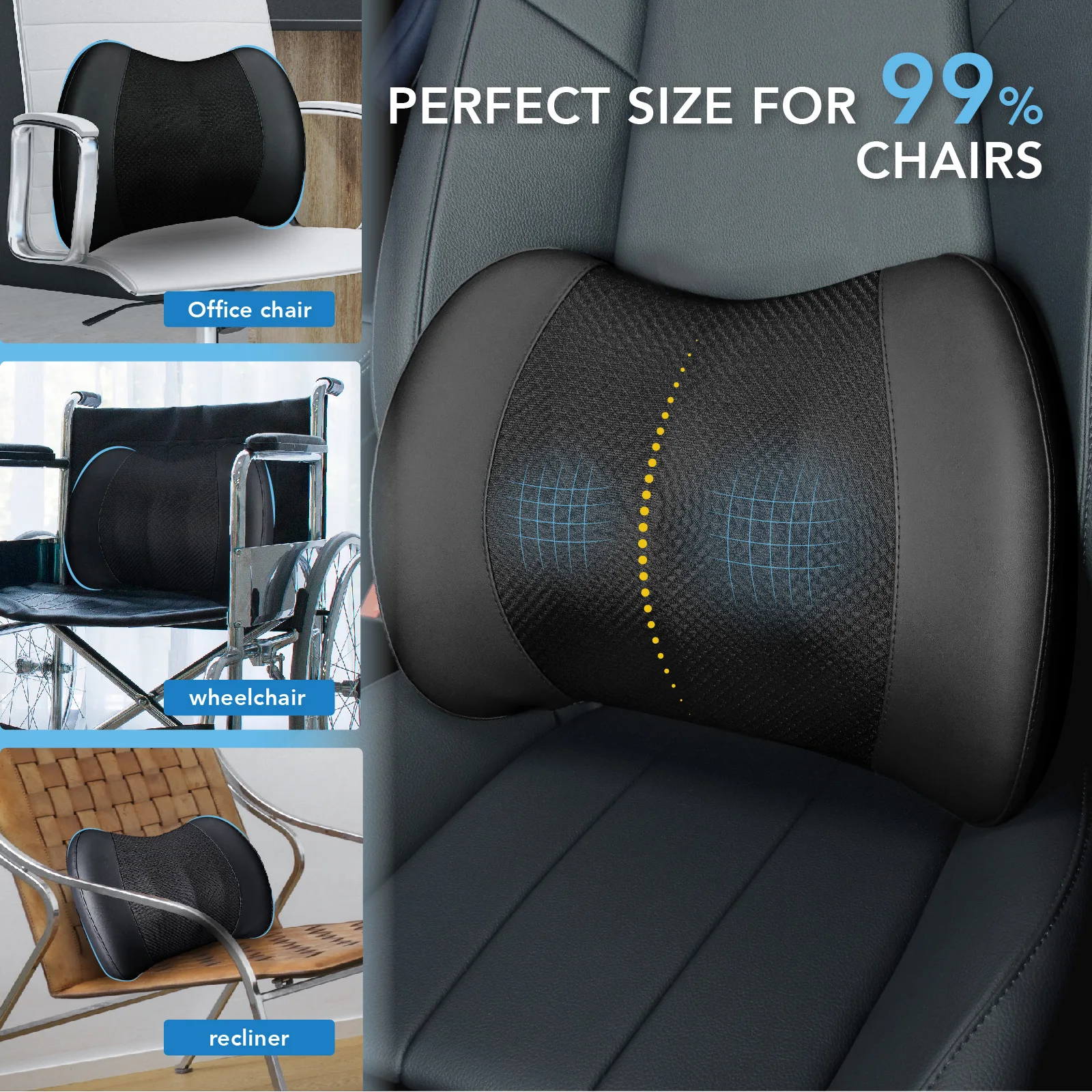 

Superior Lumbar Support Pillow Memory Foam Cojines Para Auto Office Recliner Wheelchair Back Cushion Car Accessories Ergonomic
