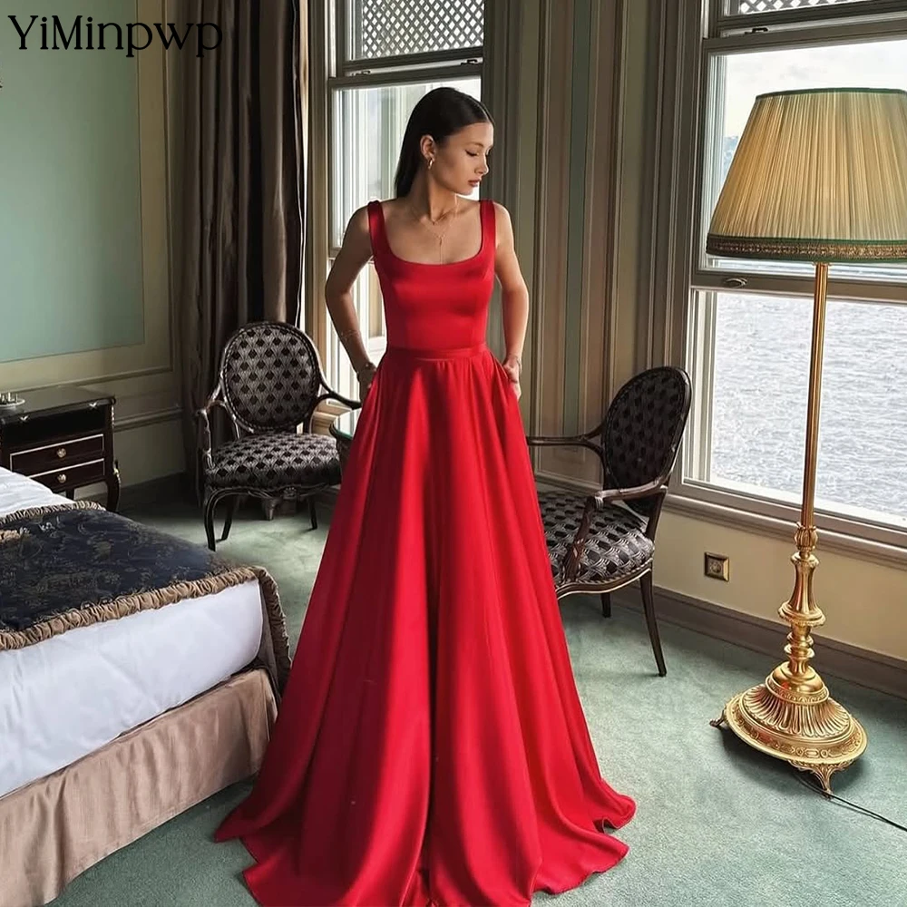 블루 이브닝 드레스 여성 스퀘어 칼라 A 라인 vestido de noiva 간단한 댄스 파티 드레스 바닥 길이 웨딩 게스트 드레스 맞춤형